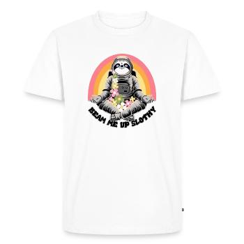 Beam me up Slothy - Men's Premium Organic T-Shirt - white - Front - Nico (187cm)
