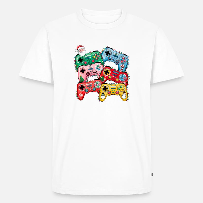 Christmas Game Controller - Männer Premium Bio T-Shirt - Weiß