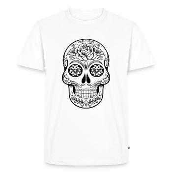 Mexican Skull with Rose - Men's Premium Organic T-Shirt - white - Front - Nico (187cm)