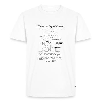 Nikola Tesla noise reduction electric arc lamp - Men's Premium Organic T-Shirt - white - Front - Nico (187cm)
