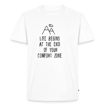 Life Begins At The End Of Your Comfort Zone - Men's Premium Organic T-Shirt - white - Front - Nico (187cm)