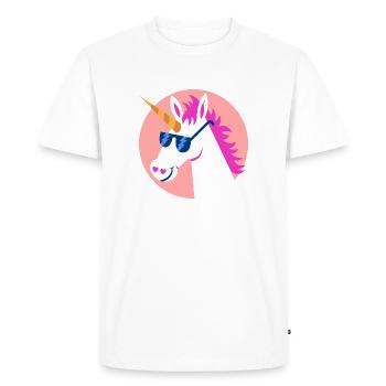 Unicorn sunglasses rainbow horse gift - Men's Premium Organic T-Shirt - white - Front - Nico (187cm)