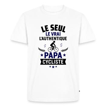 Papa cycliste authentique Fête des pères vélo - T-shirt Premium bio Homme - blanc - Devant - Nico (187cm)