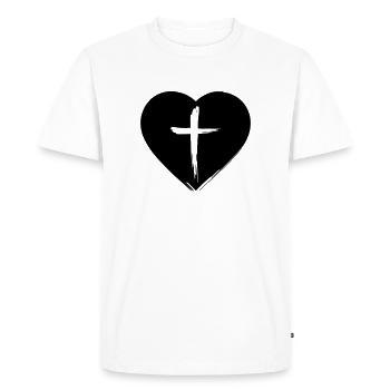 Jesus Coeur - Jésus nous aime - T-shirt Premium bio Homme - blanc - Devant - Nico (187cm)