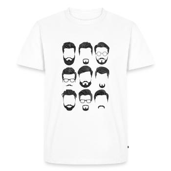 Hipster - barbes et coiffures - T-shirt Premium bio Homme - blanc - Devant - Nico (187cm)