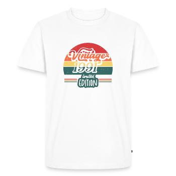 Jahrgang 1991 Limitierte Auflage - Männer Premium Bio T-Shirt - Weiß - Vorne - Nico (187cm)