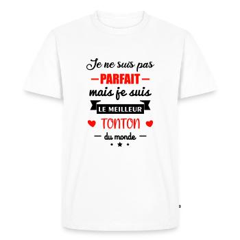 Meilleur tonton,idée cadeau oncle, super tonton - T-shirt Premium bio Homme - blanc - Devant - Nico (187cm)