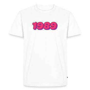1989 - Design minimaliste pour l’anniversaire - T-shirt Premium bio Homme - blanc - Devant - Nico (187cm)