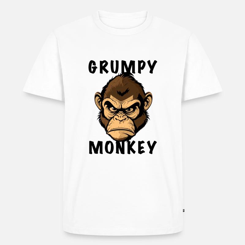 GRUMPY MONKEY - Männer Premium Bio T-Shirt - Weiß