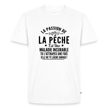 passion pêche - cadeau humour pêcheur - T-shirt Premium bio Homme - blanc - Devant - Nico (187cm)