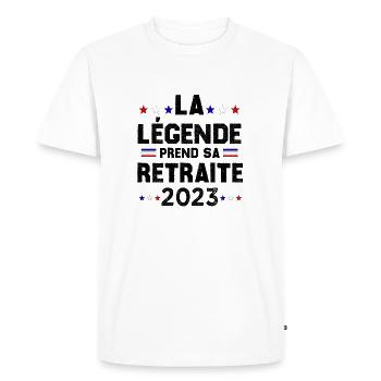 Retraite 2023 Cadeau Humour Personnalisé - T-shirt Premium bio Homme - blanc - Devant - Nico (187cm)