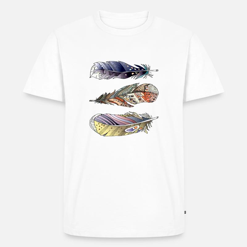 Feder - Männer Premium Bio T-Shirt - Weiß