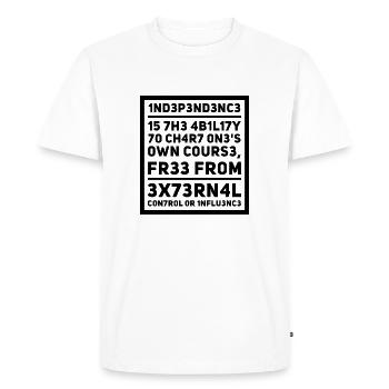 Independence L337 Leetspeak slogan - Men's Premium Organic T-Shirt - white - Front - Nico (187cm)