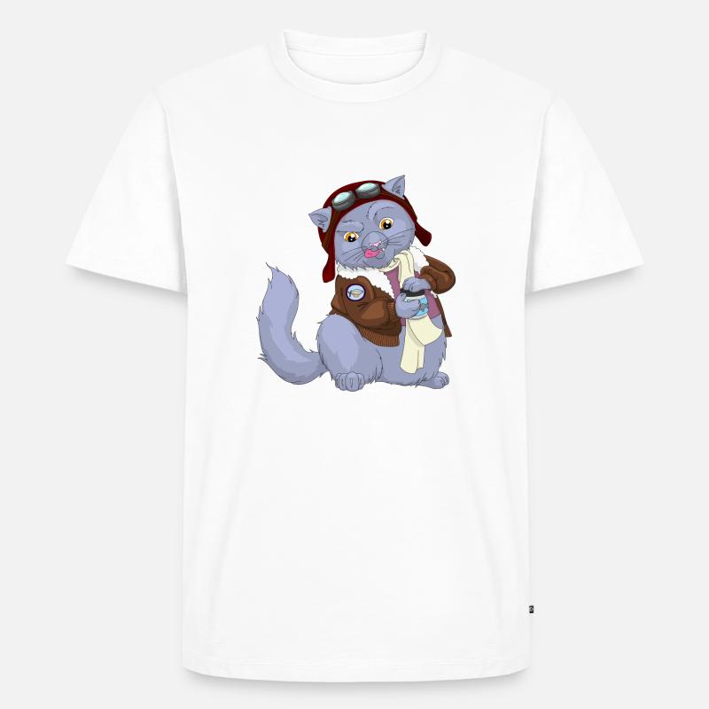 Herr Pilot - Männer Premium Bio T-Shirt - Weiß