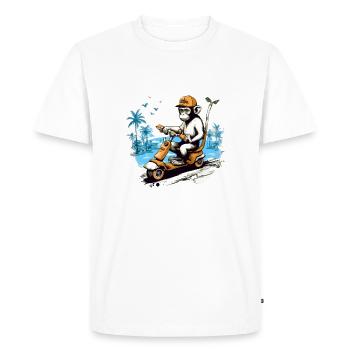 Zeze the monkey on the scooter - Men's Premium Organic T-Shirt - white - Front - Nico (187cm)