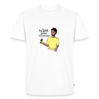 Vous voulez de la crème glacée? - T-shirt Premium bio Homme - blanc - Devant - Nico (187cm)