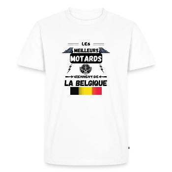 LES MEILLEURS MOTARS VIENNENT DE LA BELGIQUE - T-shirt Premium bio Homme - blanc - Devant - Nico (187cm)