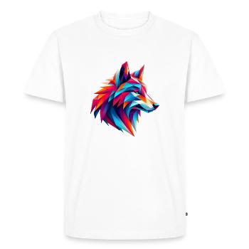 Polygon Wolf Art - Men's Premium Organic T-Shirt - white - Front - Nico (187cm)