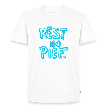 REPOS À PIEF (R.I.P.) Bleu - T-shirt Premium bio Homme - blanc - Devant - Nico (187cm)