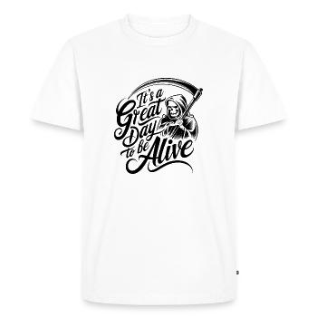 C'est un super jour pour être en vvie - T-shirt Premium bio Homme - blanc - Devant - Nico (187cm)
