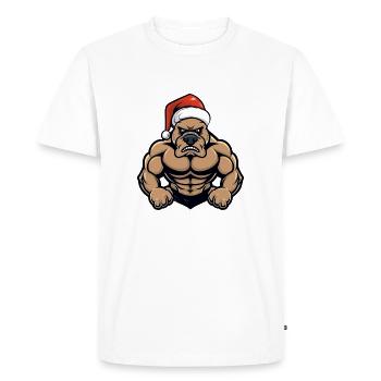 Chien Noël Père Noël - T-shirt Premium bio Homme - blanc - Devant - Nico (187cm)