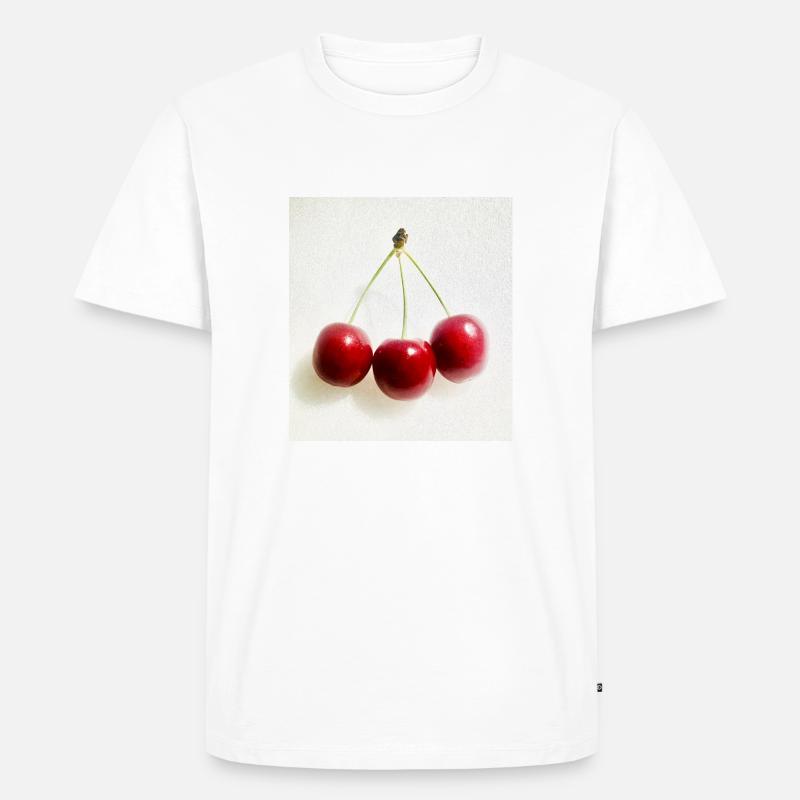 Kirsche - Männer Premium Bio T-Shirt - Weiß