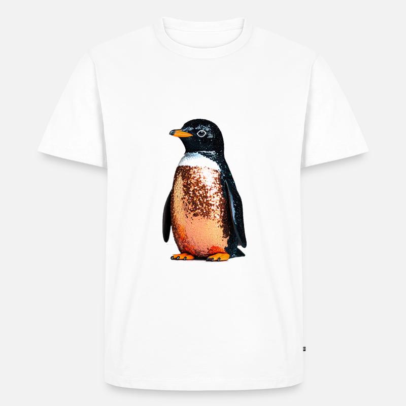 Pinguin,Pailletten,Glitzer,gold,schwarz - Männer Premium Bio T-Shirt - Weiß