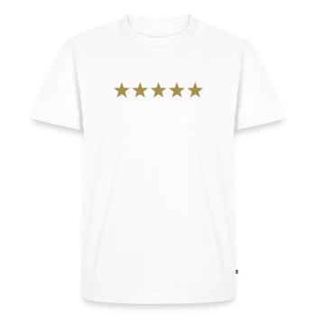 5 stars - DE LUXE, winner, best, award, badge - Men's Premium Organic T-Shirt - white - Front - Nico (187cm)