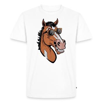 Funny horse with sunglasses - Men's Premium Organic T-Shirt - white - Front - Nico (187cm)