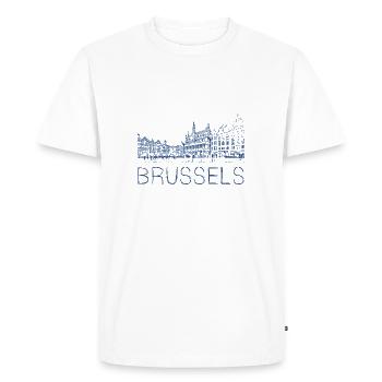 Dessin à la plume Bruxelles - T-shirt Premium bio Homme - blanc - Devant - Nico (187cm)