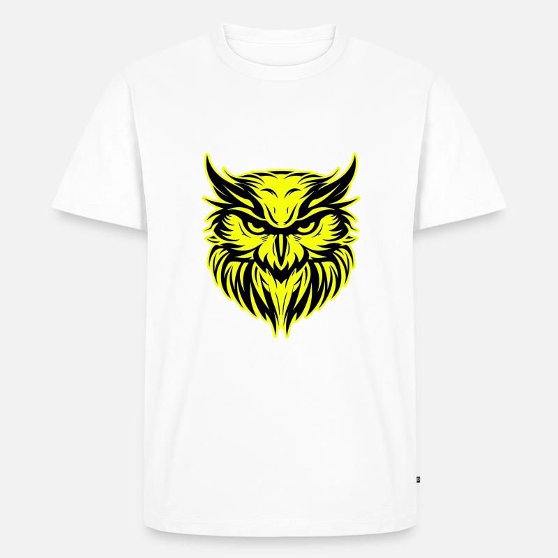 Eule Kopf Porträt Symbol - Männer Premium Bio T-Shirt - Weiß
