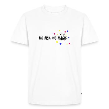 no risk, no magic. No risk, no magic. - Men's Premium Organic T-Shirt - white - Front - Nico (187cm)