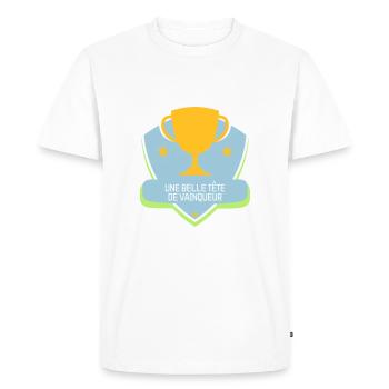 Une belle tête de vainqueur - Humour - Drôle - T-shirt Premium bio Homme - blanc - Devant - Nico (187cm)