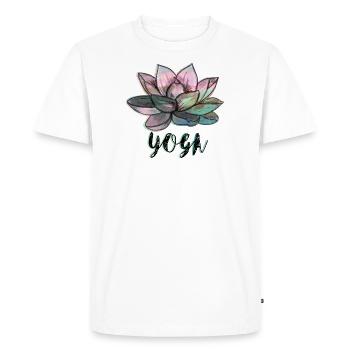 Fleur de yoga - T-shirt Premium bio Homme - blanc - Devant - Nico (187cm)