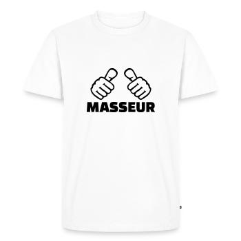 Masseur - Men's Premium Organic T-Shirt - white - Front - Nico (187cm)