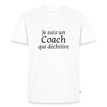 Coach / Coaching / Entraineur / Sport - T-shirt Premium bio Homme - blanc - Devant - Nico (187cm)