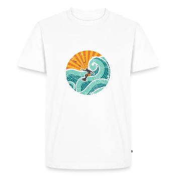 Surfer yellow / orange - Men's Premium Organic T-Shirt - white - Front - Nico (187cm)