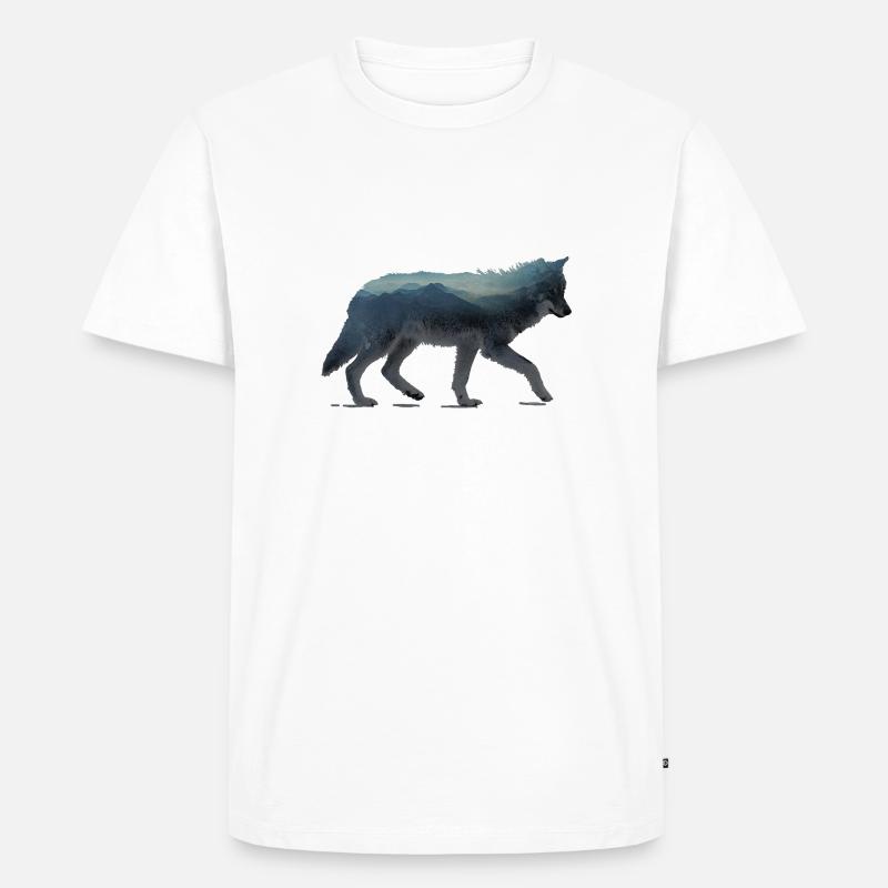 Wolf Berge Aquarell - Männer Premium Bio T-Shirt - Weiß