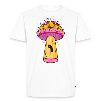 Mountain Beam Me Up UFO Hike Hiking - Men's Premium Organic T-Shirt - white - Front - Nico (187cm)