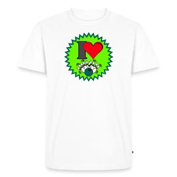 I Love Bowling - Men's Premium Organic T-Shirt - white - Front - Nico (187cm)