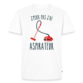 J peux pas j ai aspirateur - T-shirt Premium bio Homme - blanc - Devant - Nico (187cm)