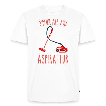 J peux pas j ai aspirateur - T-shirt Premium bio Homme - blanc - Devant - Nico (187cm)
