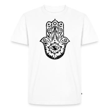 Hamsa main, Fatima, Vintage, Porte-bonheur, Protection - T-shirt Premium bio Homme - blanc - Devant - Nico (187cm)