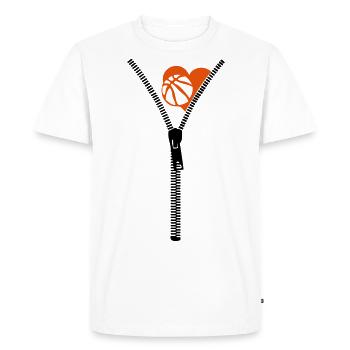 basketball fermeture eclair zipper coeur - T-shirt Premium bio Homme - blanc - Devant - Nico (187cm)