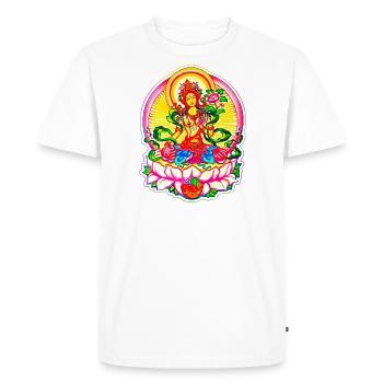 Tara Tibet Bouddhisme Fleur de Lotus Déesse du Soleil Om - T-shirt Premium bio Homme - blanc - Devant - Nico (187cm)