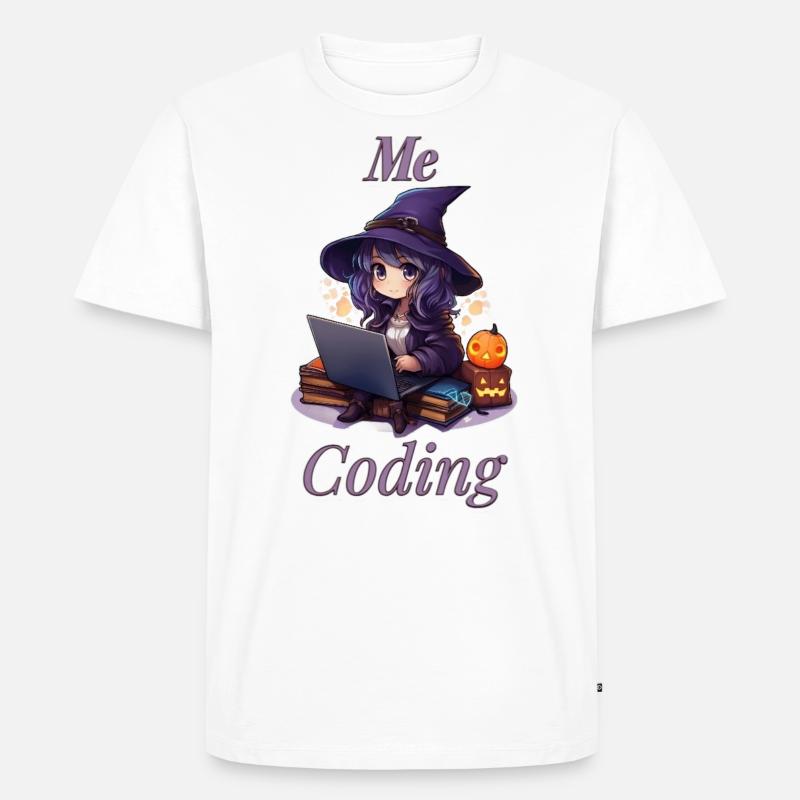 "WitchCode: Anime-Inspired Design" - Männer Premium Bio T-Shirt - Weiß