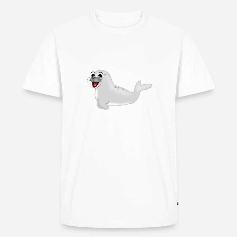 Lachende Robbe - Männer Premium Bio T-Shirt - Weiß