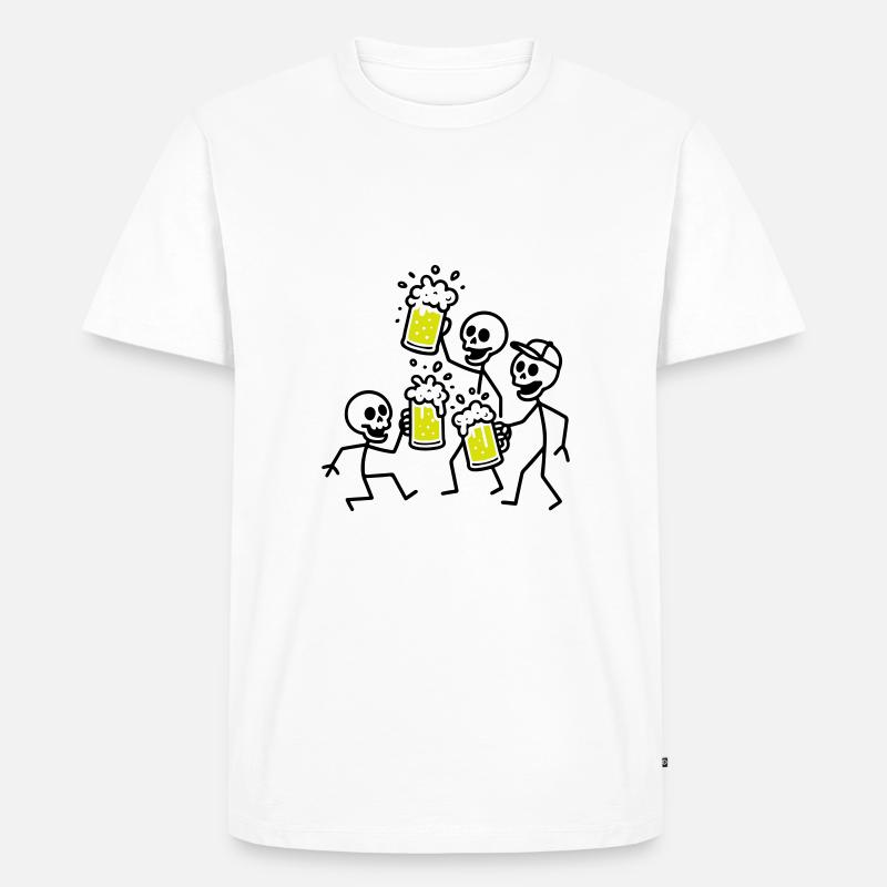 Bier Team Skelett - Männer Premium Bio T-Shirt - Weiß