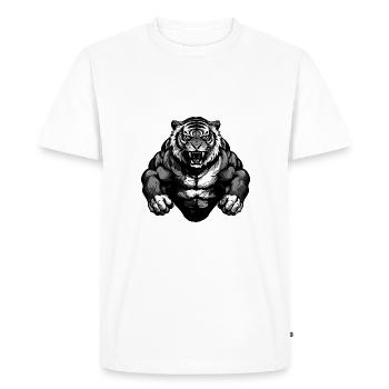 Musculation Tiger Muscles - T-shirt Premium bio Homme - blanc - Devant - Nico (187cm)