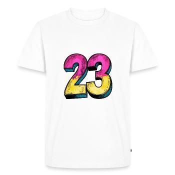 23 Symbole numérique - T-shirt Premium bio Homme - blanc - Devant - Nico (187cm)